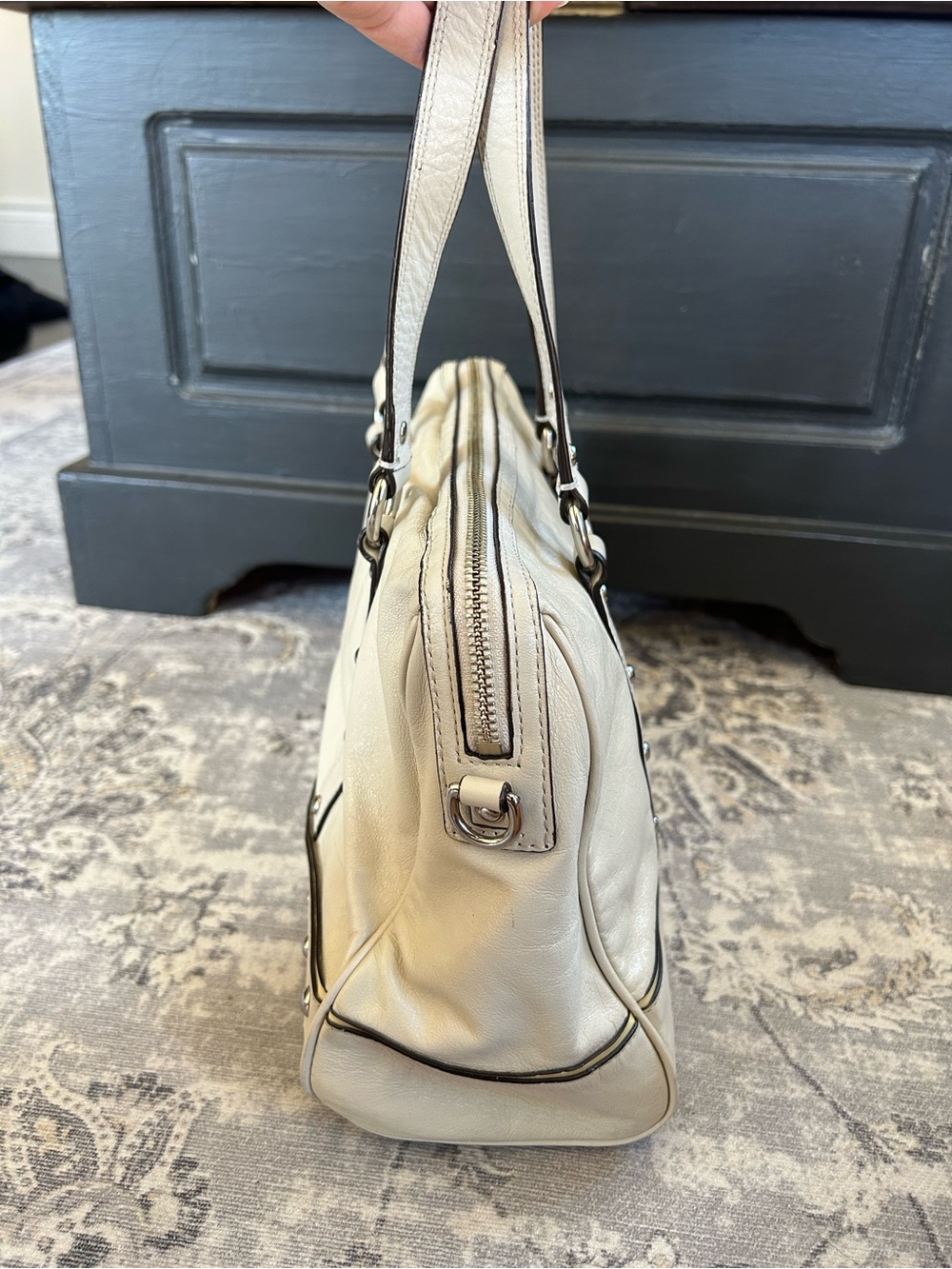 Coach Studded Leather Satchel Bag - Picture 5 of 14